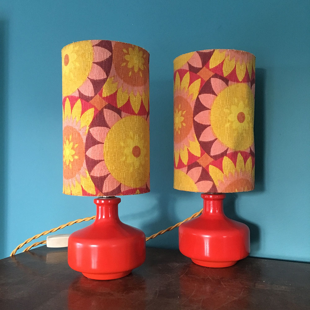 Paire de lampes de chevet orange année 70 - Millezime - lampe vintage