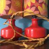 lampe chevet orange verre et fleurs