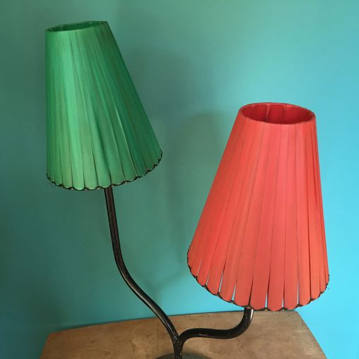 lampe vintage abat-jours rouge et vert