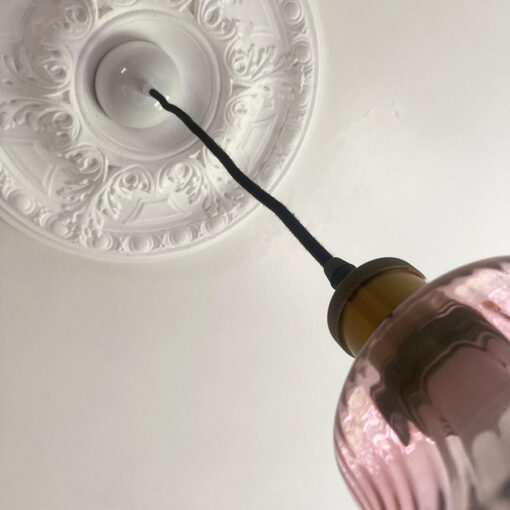 suspension-ancienne-verre-rose-restauree